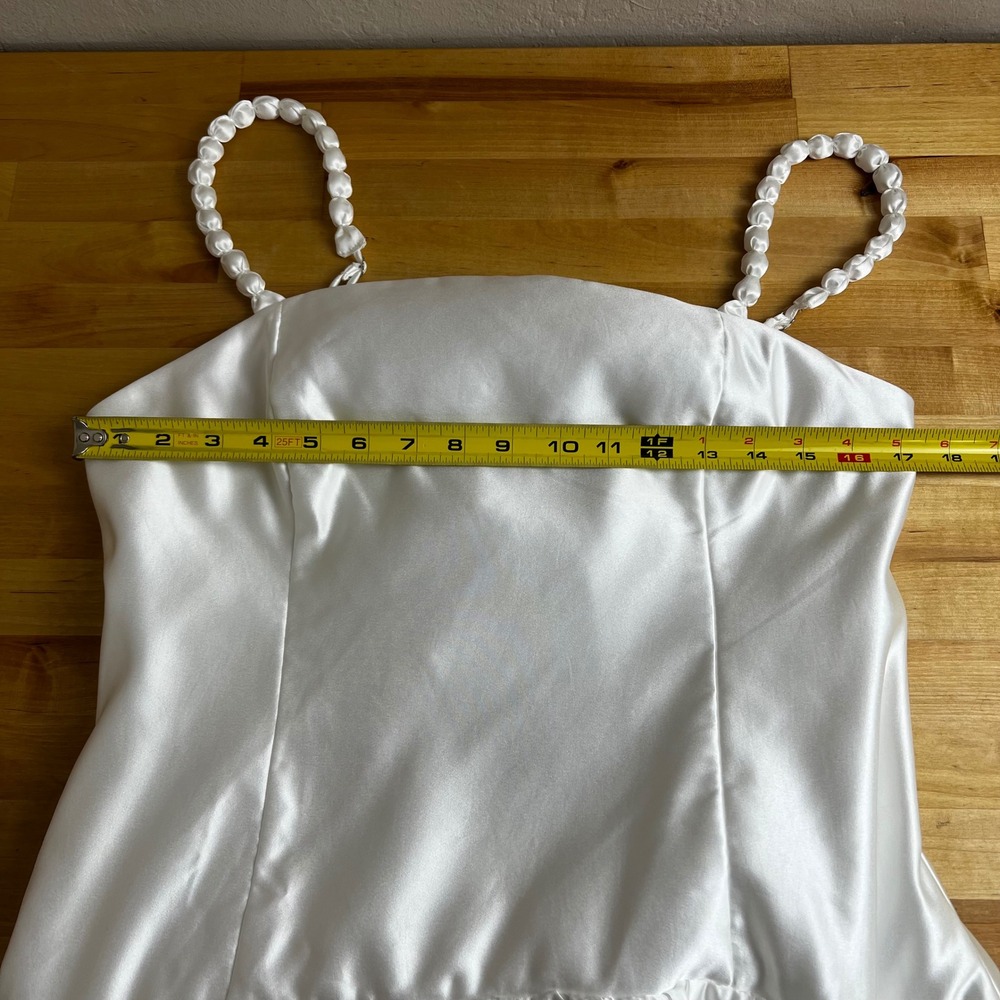 Lulus Modern Adoration White Satin Drop Waist Maxi Dress Corset Back Size XL - Picture 7 of 8